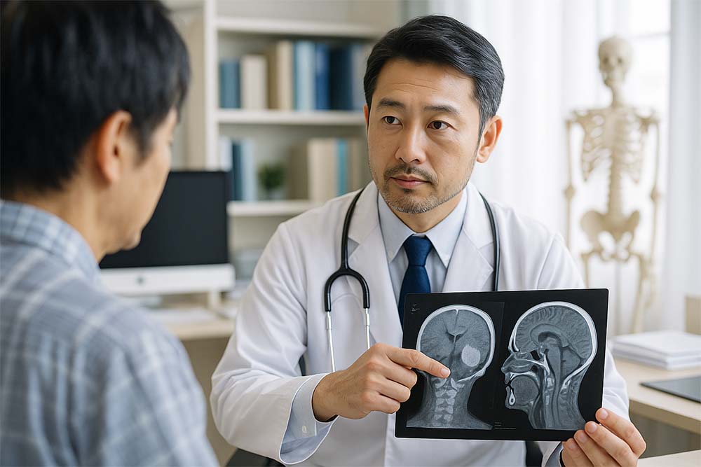 検査の結果を説明する医師